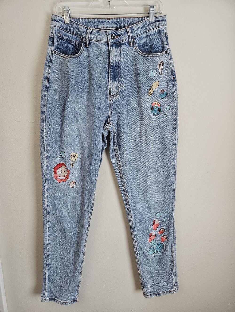 Her Universe Studio Ghibli Ponyo Embroidered Mom Jeans Light Wash Size 11